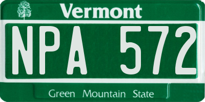 VT license plate NPA572