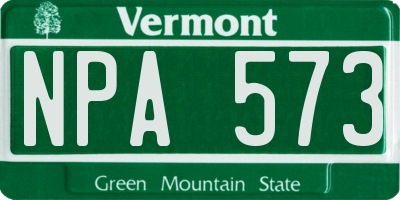 VT license plate NPA573