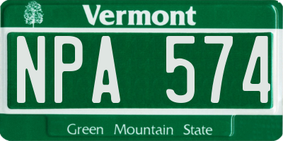 VT license plate NPA574