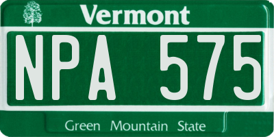 VT license plate NPA575