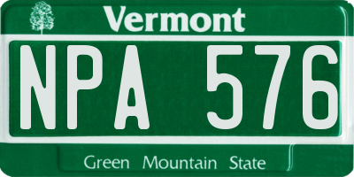 VT license plate NPA576