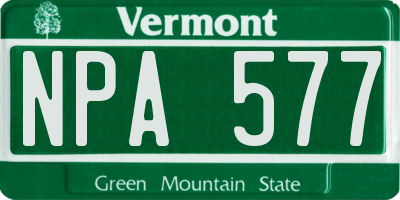 VT license plate NPA577