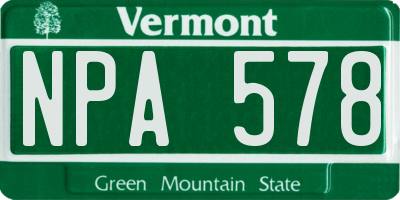 VT license plate NPA578