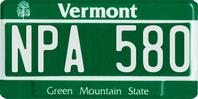 VT license plate NPA580