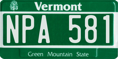 VT license plate NPA581