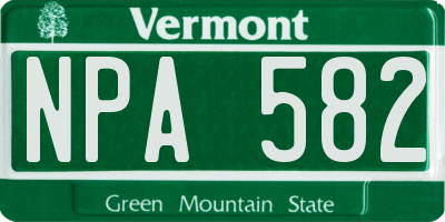 VT license plate NPA582
