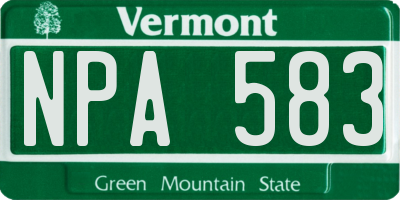 VT license plate NPA583
