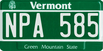 VT license plate NPA585