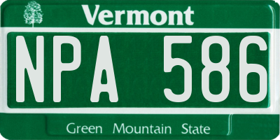 VT license plate NPA586