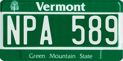 VT license plate NPA589
