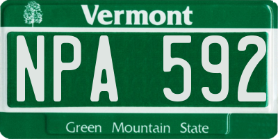 VT license plate NPA592