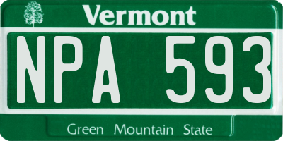 VT license plate NPA593