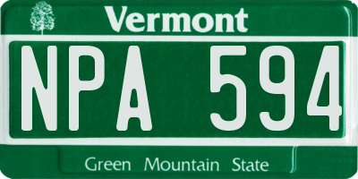 VT license plate NPA594