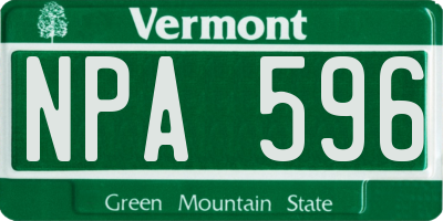 VT license plate NPA596