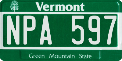 VT license plate NPA597