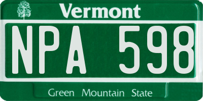 VT license plate NPA598