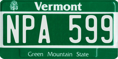 VT license plate NPA599