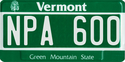 VT license plate NPA600