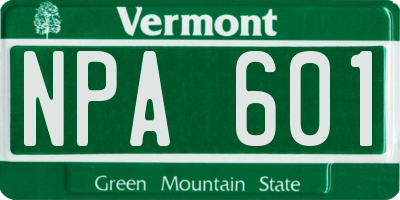 VT license plate NPA601