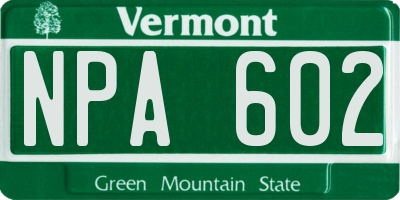 VT license plate NPA602