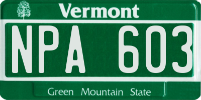 VT license plate NPA603