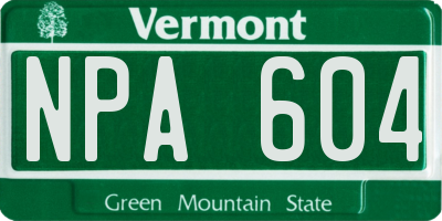 VT license plate NPA604