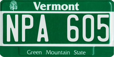 VT license plate NPA605