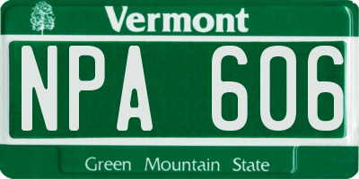 VT license plate NPA606