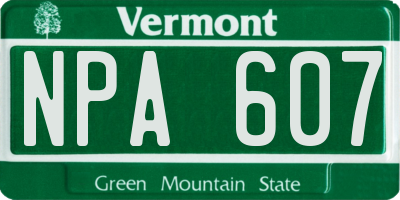 VT license plate NPA607