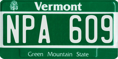 VT license plate NPA609