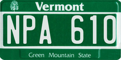 VT license plate NPA610