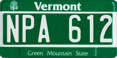 VT license plate NPA612
