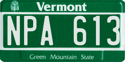 VT license plate NPA613