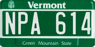 VT license plate NPA614