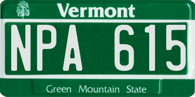 VT license plate NPA615