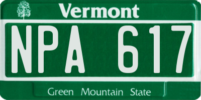 VT license plate NPA617