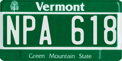 VT license plate NPA618