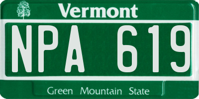 VT license plate NPA619