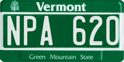 VT license plate NPA620