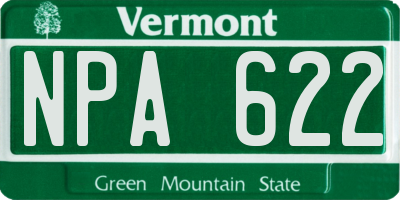 VT license plate NPA622