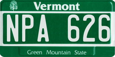 VT license plate NPA626