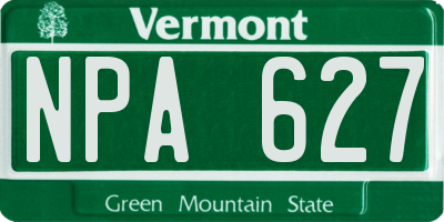 VT license plate NPA627