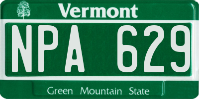 VT license plate NPA629
