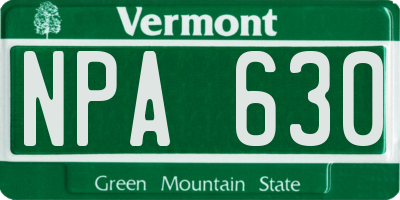 VT license plate NPA630