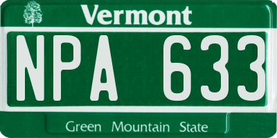 VT license plate NPA633