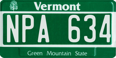 VT license plate NPA634