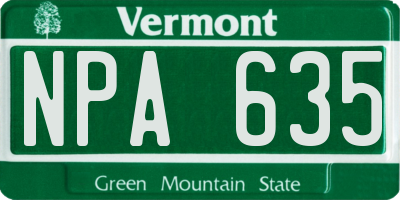 VT license plate NPA635