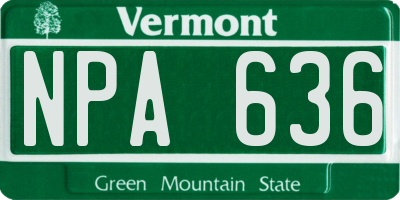 VT license plate NPA636