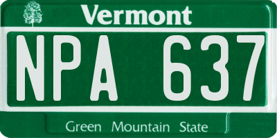 VT license plate NPA637