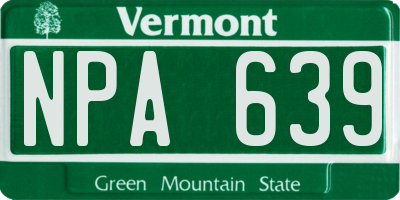 VT license plate NPA639